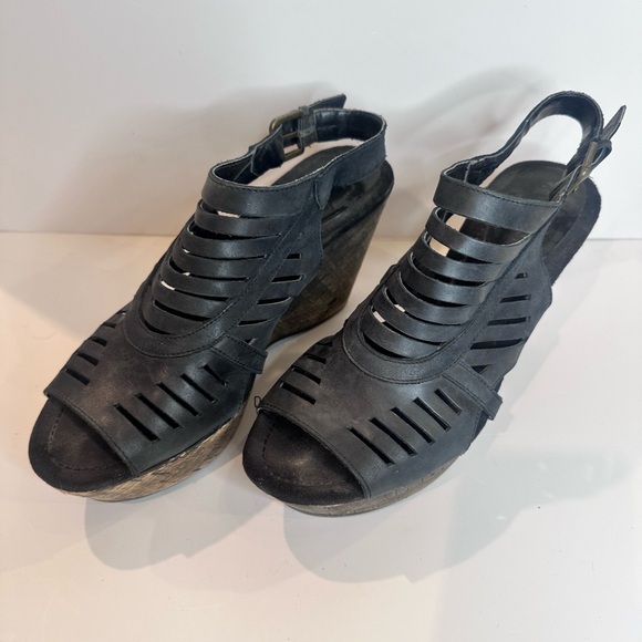 Nine West Black Ebah Gladiator Cork Wedge - Picture 3 of 9